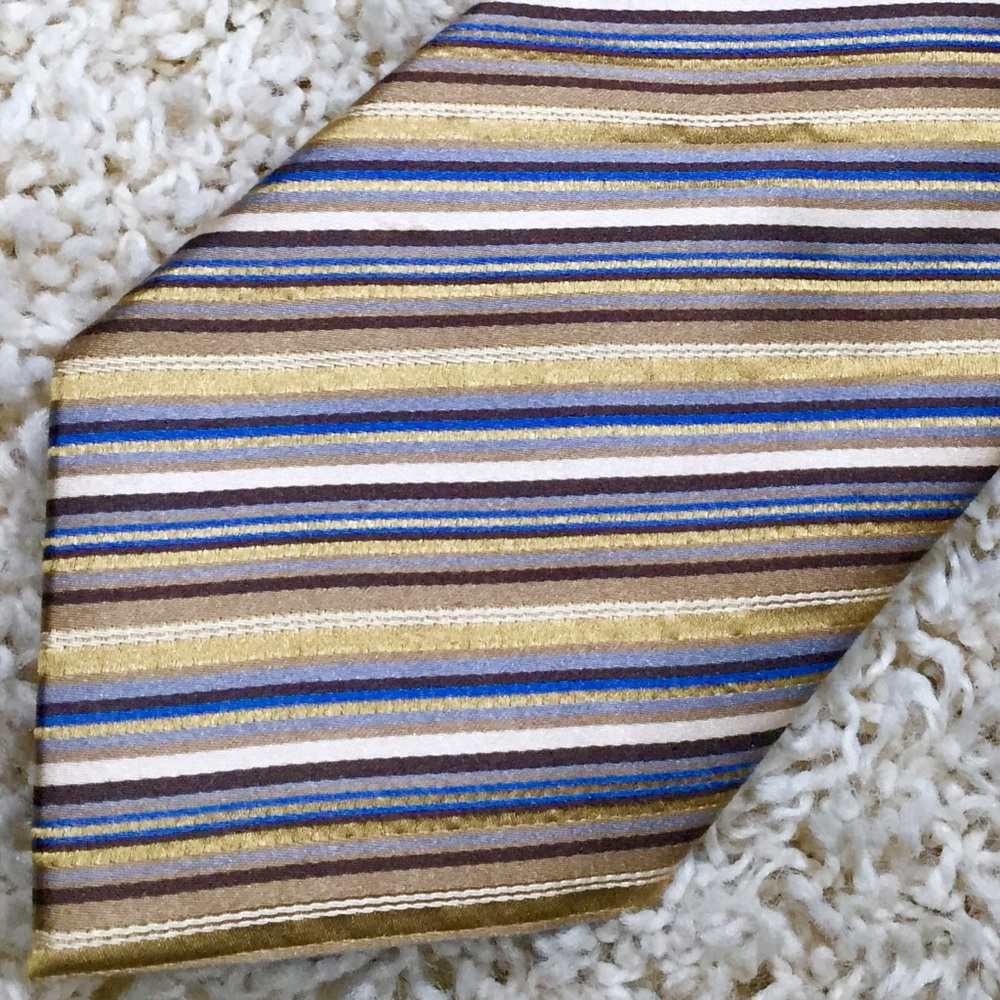 Y&G Silk Tie. Multi-Colored Mini-Stripes
